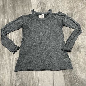 Chaser charcoal gray cold shoulder long sleeve tee- XS